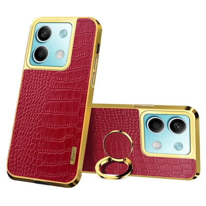 For Xiaomi Redmi Note 13 5G Cell Phone Case 6D Electroplating Ring Kickstand Leather+TPU Cover