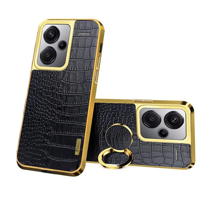 For Xiaomi Redmi Note 13 Pro+ 5G Case 6D Electroplating Ring Kickstand Anti-drop Cell Phone Cover