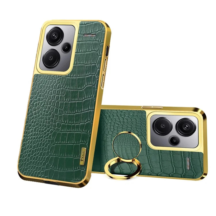 For Xiaomi Redmi Note 13 Pro+ 5G Case 6D Electroplating Ring Kickstand Anti-drop Cell Phone Cover