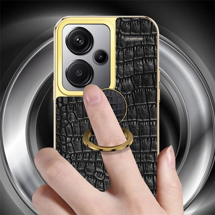 For Xiaomi Redmi Note 13 Pro+ 5G Case 6D Electroplating Ring Kickstand Anti-drop Cell Phone Cover