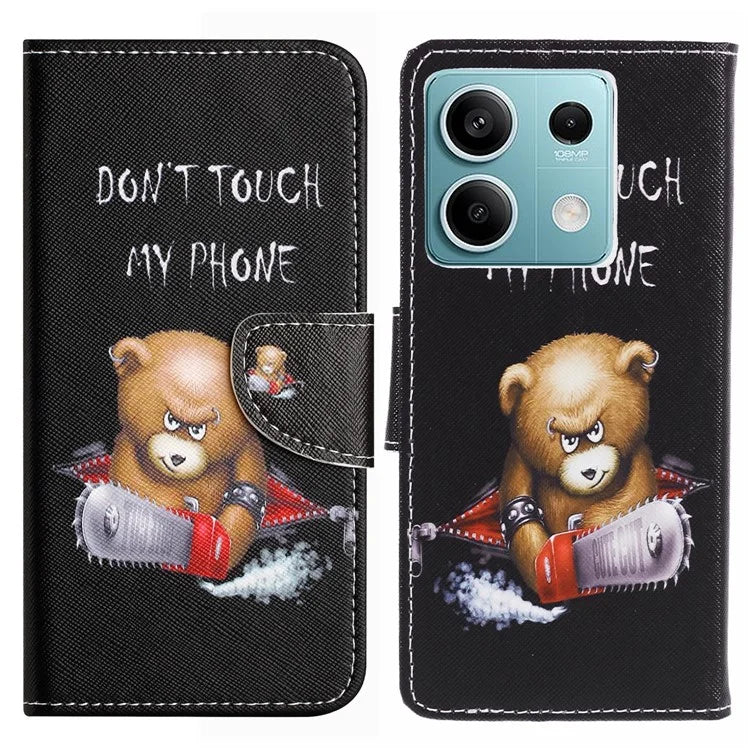 Phone Case for Xiaomi Redmi Note 13 5G PU Leather Cross Texture Wallet Cover