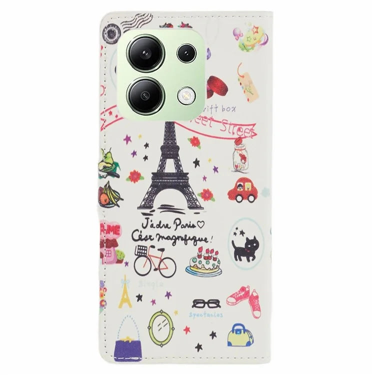 For Xiaomi Redmi Note 13 4G Case Wallet PU Leather Pattern Printing Phone Cover