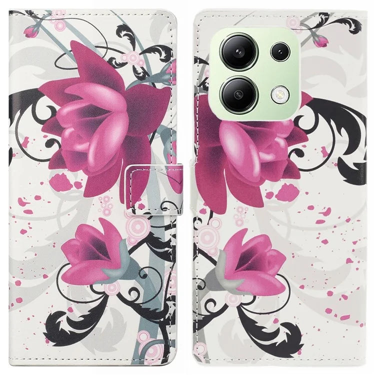 For Xiaomi Redmi Note 13 4G Case Wallet PU Leather Pattern Printing Phone Cover