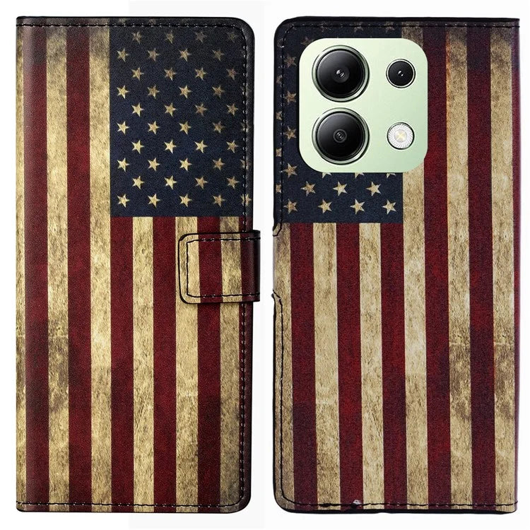 For Xiaomi Redmi Note 13 4G Case Wallet PU Leather Pattern Printing Phone Cover
