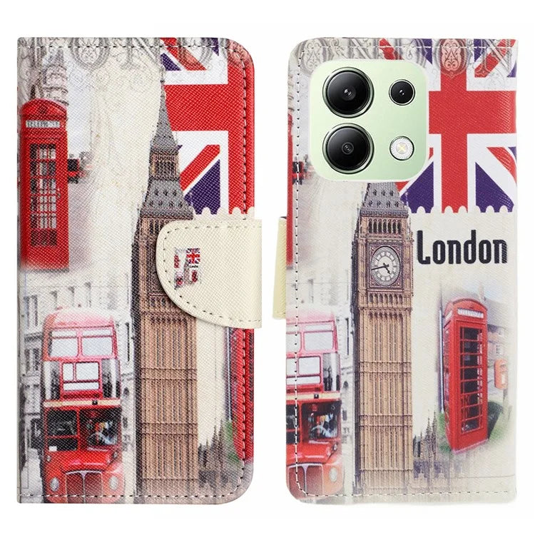 For Xiaomi Redmi Note 13 4G Wallet Flip Cover PU Leather Pattern Phone Case Cross Texture