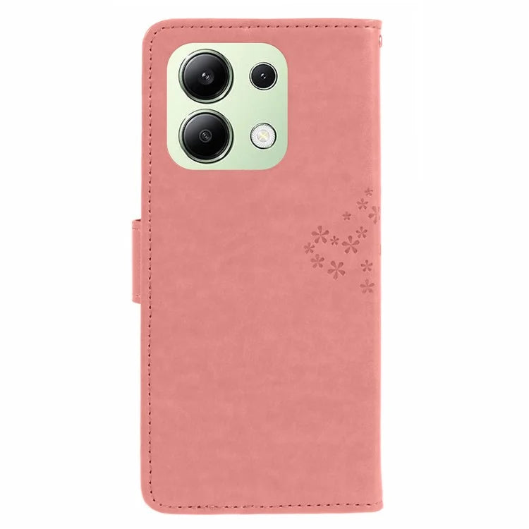 For Xiaomi Redmi Note 13 4G Cell Phone Case Owl Tree Imprinted PU Leather Stand Cover
