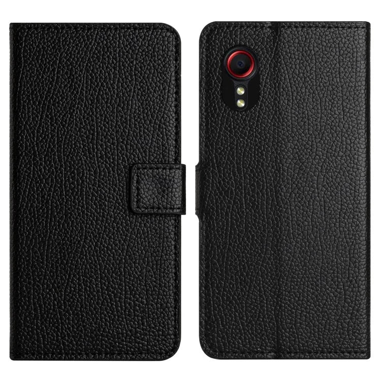 For Samsung Galaxy Xcover 7 Cell Phone Case Litchi Texture PU Leather Wallet Stand Anti-drop Cover