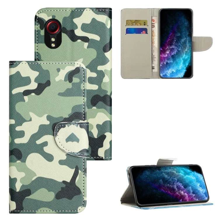 For Samsung Galaxy Xcover 7 Magnetic Phone Case Pattern Printing Folio Sand Cover