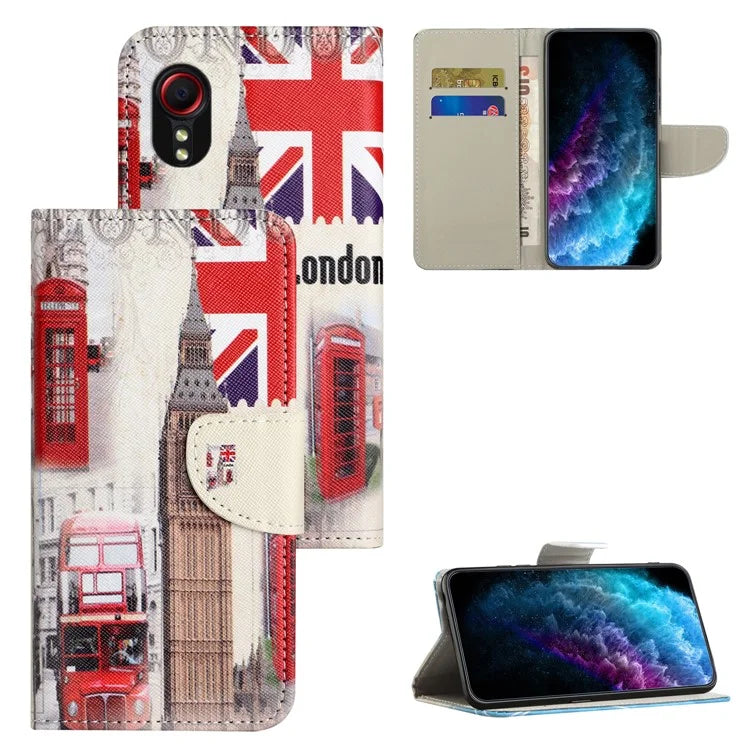 For Samsung Galaxy Xcover 7 Magnetic Phone Case Pattern Printing Folio Sand Cover