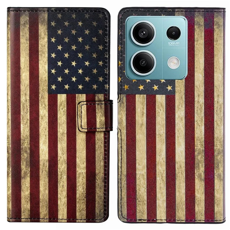 For Xiaomi Redmi Note 13 Pro 5G / Poco X6 5G Case Pattern Printing Folio PU Leather Phone Cover