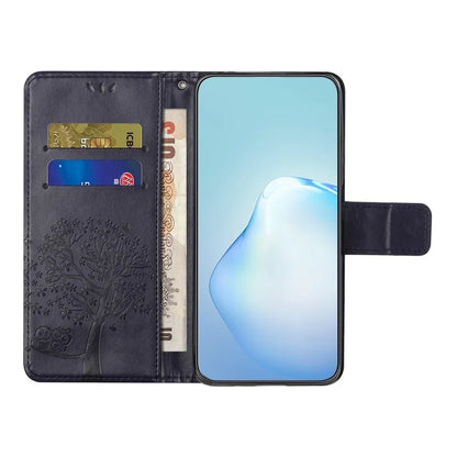 For Samsung Galaxy Xcover 7 Cell Phone Case Owl Tree Imprinted Leather Folding Stand Cover