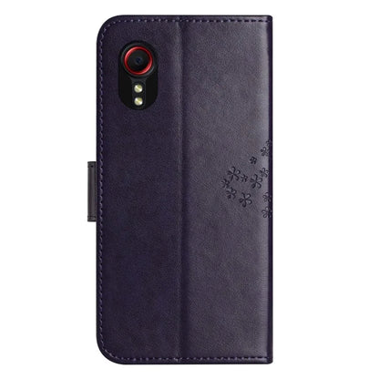 For Samsung Galaxy Xcover 7 Cell Phone Case Owl Tree Imprinted Leather Folding Stand Cover