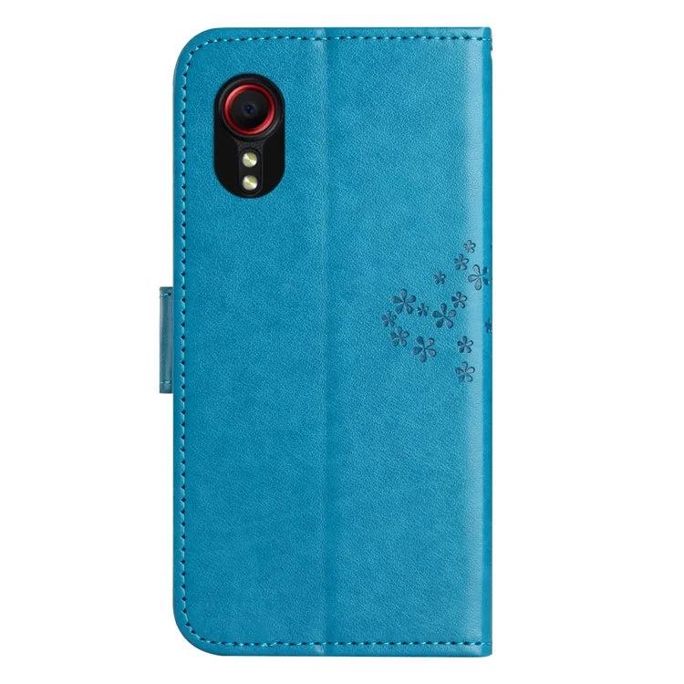 For Samsung Galaxy Xcover 7 Cell Phone Case Owl Tree Imprinted Leather Folding Stand Cover
