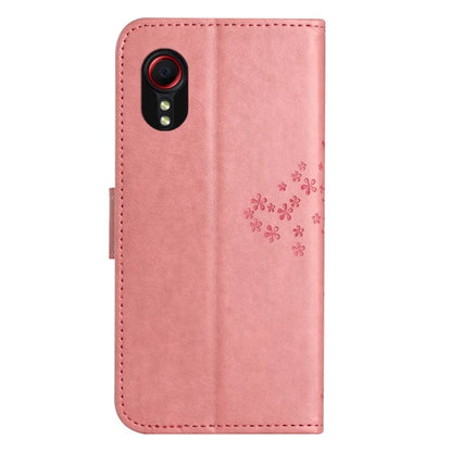 For Samsung Galaxy Xcover 7 Cell Phone Case Owl Tree Imprinted Leather Folding Stand Cover