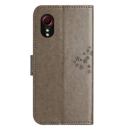 For Samsung Galaxy Xcover 7 Cell Phone Case Owl Tree Imprinted Leather Folding Stand Cover