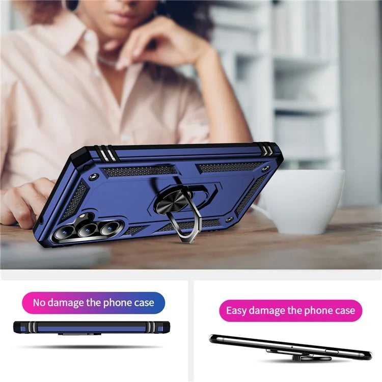 For Samsung Galaxy A35 5G Cell Phone Case Ring Kickstand TPU+PC Drop-proof Back Cover