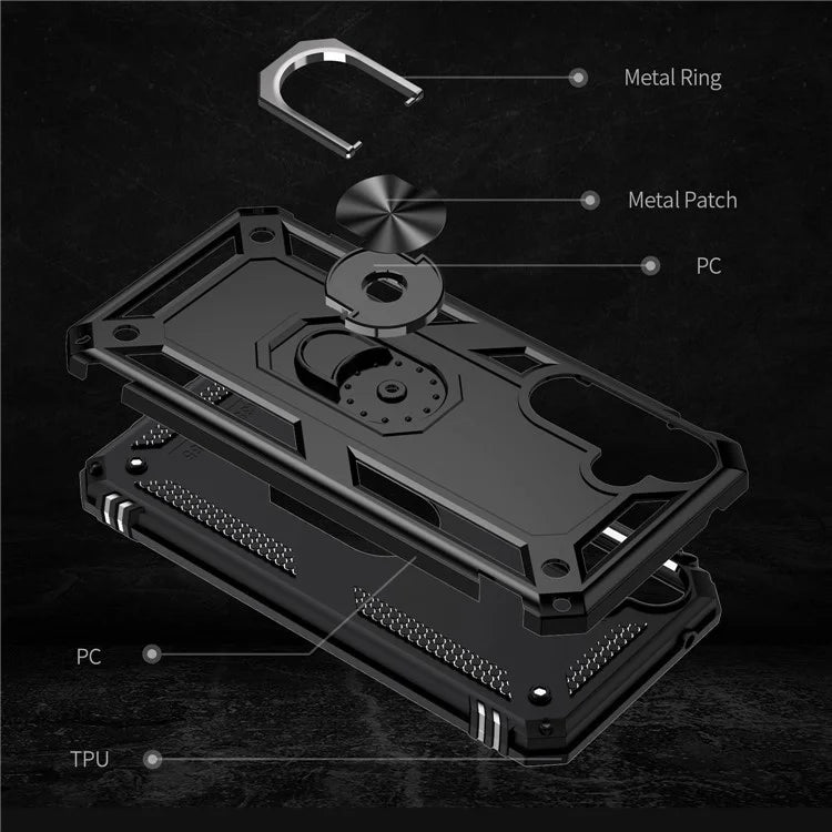 For Samsung Galaxy A35 5G Cell Phone Case Ring Kickstand TPU+PC Drop-proof Back Cover