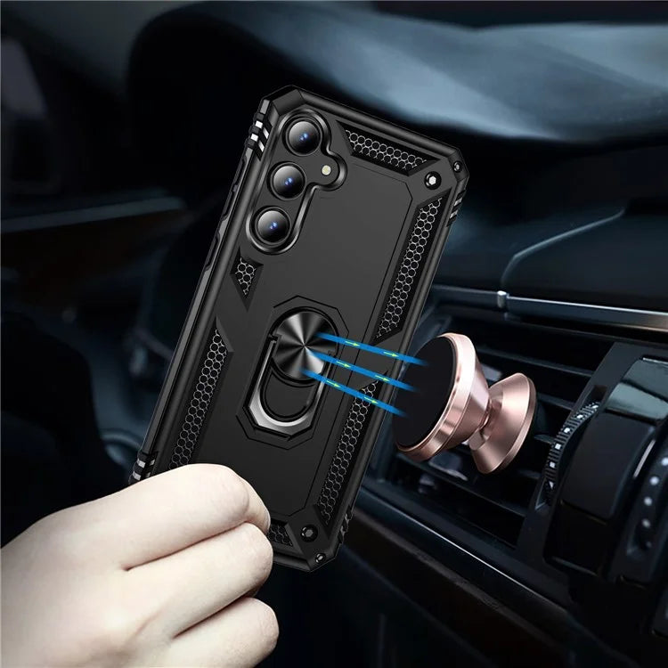 For Samsung Galaxy A35 5G Cell Phone Case Ring Kickstand TPU+PC Drop-proof Back Cover