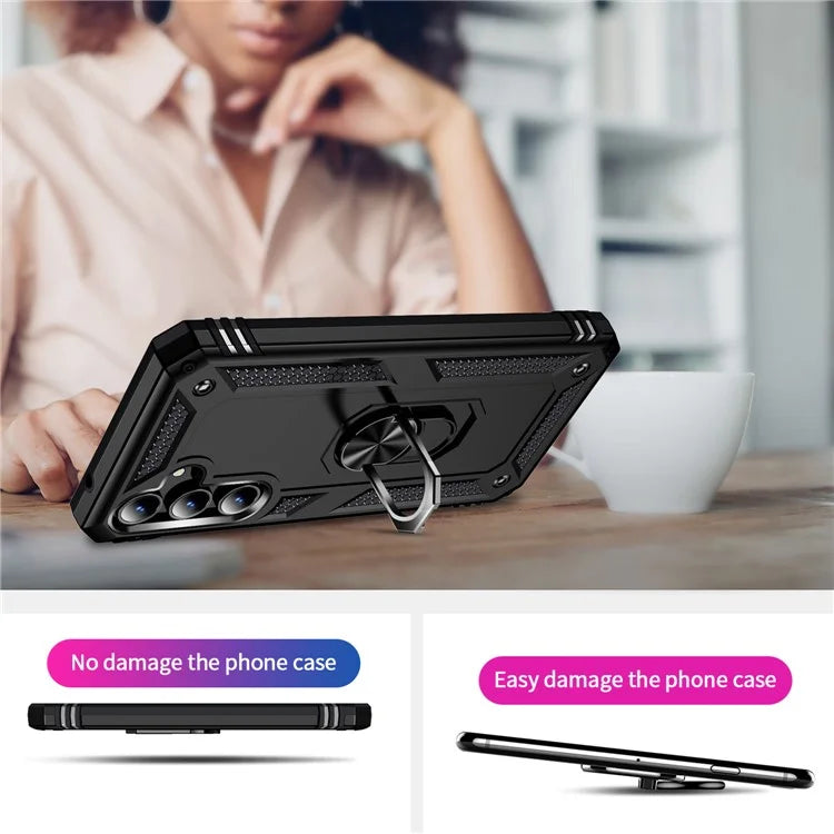 For Samsung Galaxy A35 5G Cell Phone Case Ring Kickstand TPU+PC Drop-proof Back Cover