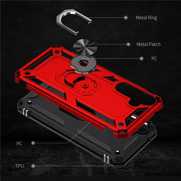 For Samsung Galaxy A35 5G Cell Phone Case Ring Kickstand TPU+PC Drop-proof Back Cover
