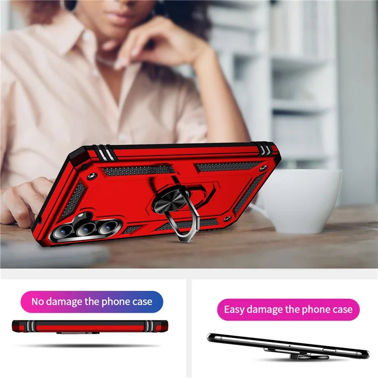 For Samsung Galaxy A35 5G Cell Phone Case Ring Kickstand TPU+PC Drop-proof Back Cover