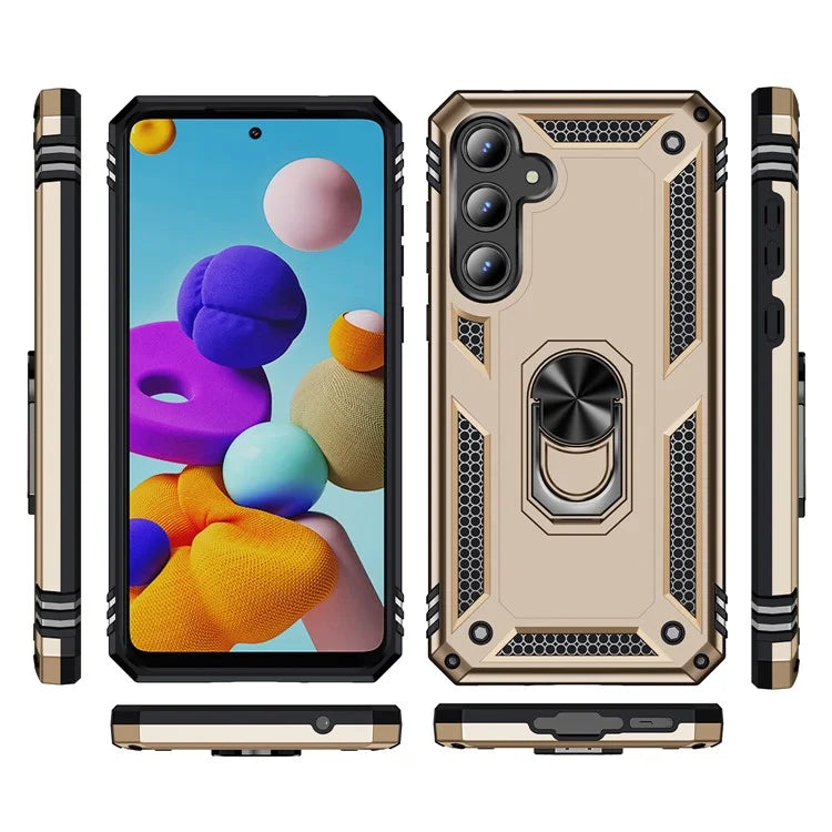 For Samsung Galaxy A35 5G Cell Phone Case Ring Kickstand TPU+PC Drop-proof Back Cover