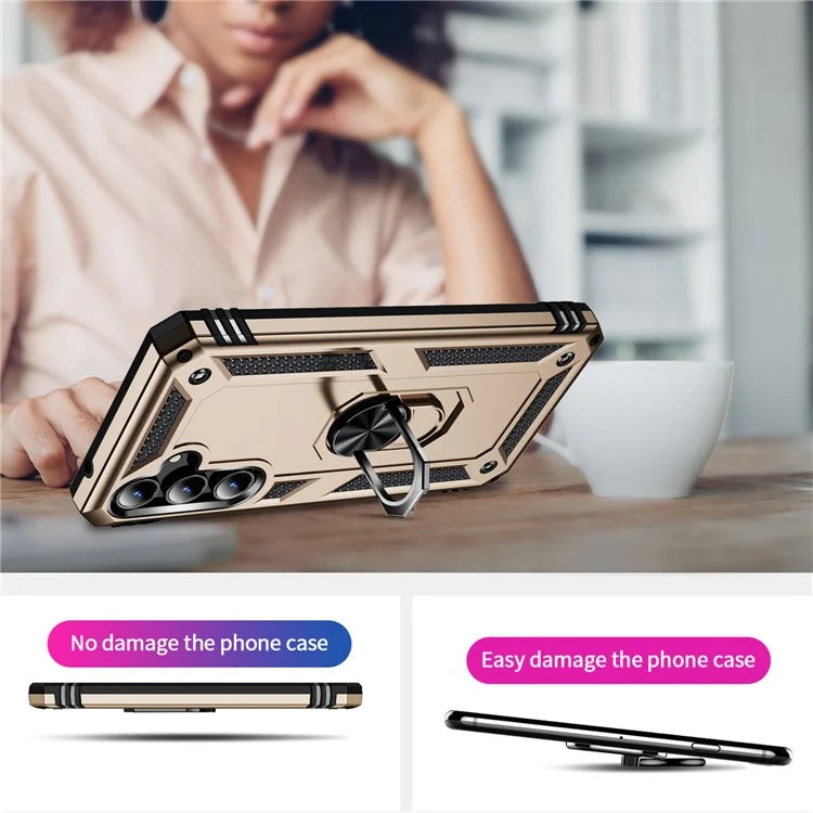 For Samsung Galaxy A35 5G Cell Phone Case Ring Kickstand TPU+PC Drop-proof Back Cover
