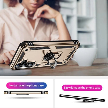 For Samsung Galaxy A35 5G Cell Phone Case Ring Kickstand TPU+PC Drop-proof Back Cover