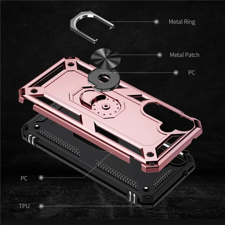 For Samsung Galaxy A35 5G Cell Phone Case Ring Kickstand TPU+PC Drop-proof Back Cover