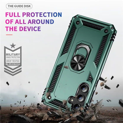 For Samsung Galaxy A35 5G Cell Phone Case Ring Kickstand TPU+PC Drop-proof Back Coverish Green