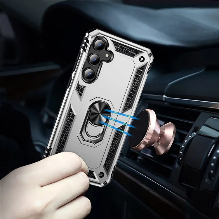 For Samsung Galaxy A35 5G Cell Phone Case Ring Kickstand TPU+PC Drop-proof Back Cover