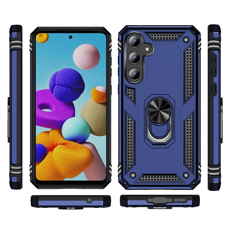 For Samsung Galaxy A55 5G Cell Phone Case Anti-scratch TPU+PC Cover with Ring Kickstand