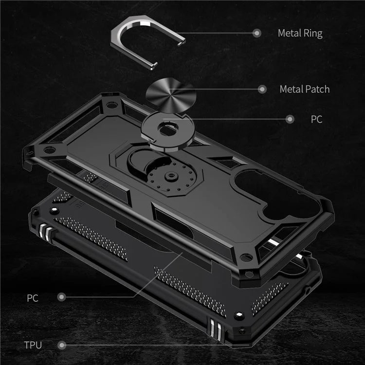 For Samsung Galaxy A55 5G Cell Phone Case Anti-scratch TPU+PC Cover with Ring Kickstand
