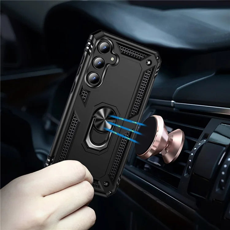 For Samsung Galaxy A55 5G Cell Phone Case Anti-scratch TPU+PC Cover with Ring Kickstand