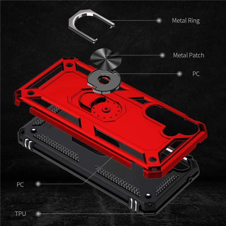 For Samsung Galaxy A55 5G Cell Phone Case Anti-scratch TPU+PC Cover with Ring Kickstand