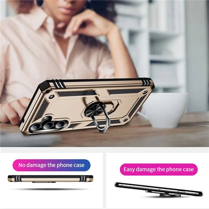 For Samsung Galaxy A55 5G Cell Phone Case Anti-scratch TPU+PC Cover with Ring Kickstand