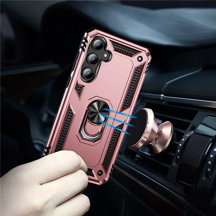 For Samsung Galaxy A55 5G Cell Phone Case Anti-scratch TPU+PC Cover with Ring Kickstand