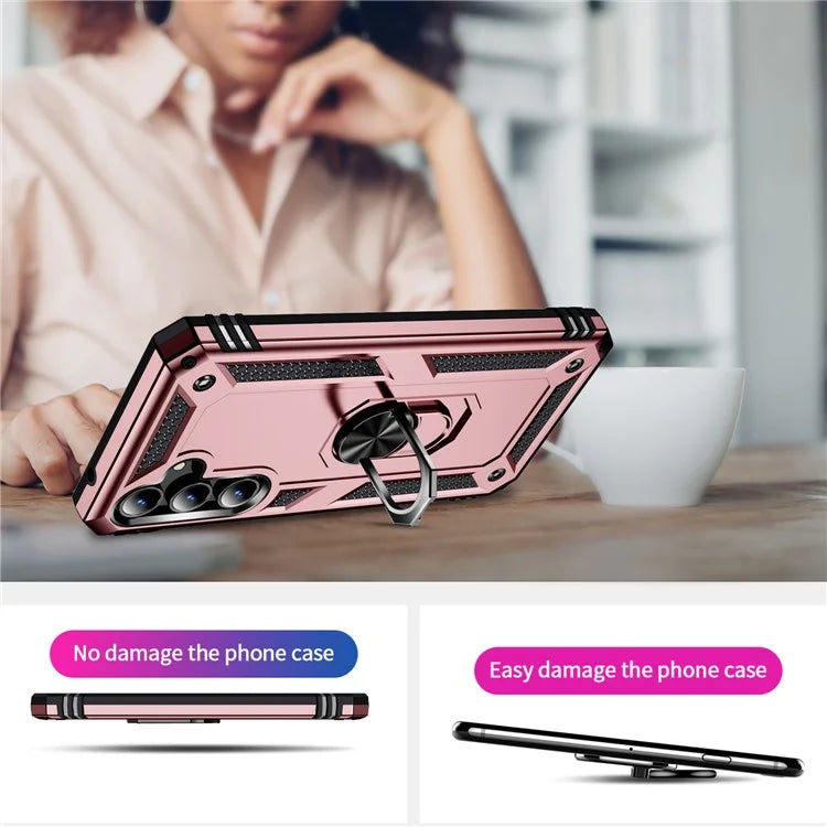 For Samsung Galaxy A55 5G Cell Phone Case Anti-scratch TPU+PC Cover with Ring Kickstand