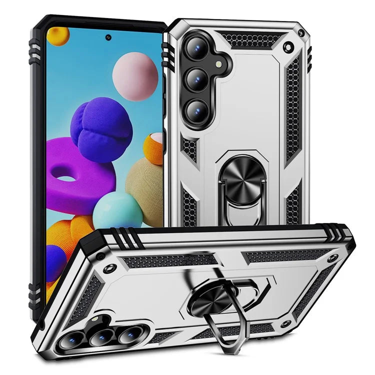 For Samsung Galaxy A55 5G Cell Phone Case Anti-scratch TPU+PC Cover with Ring Kickstand