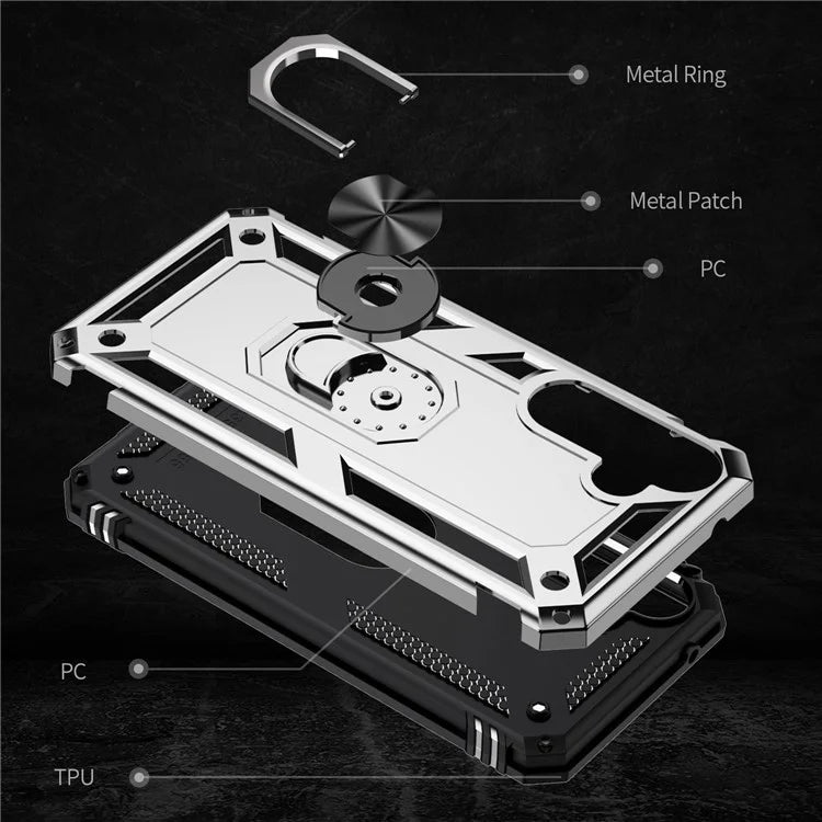 For Samsung Galaxy A55 5G Cell Phone Case Anti-scratch TPU+PC Cover with Ring Kickstand