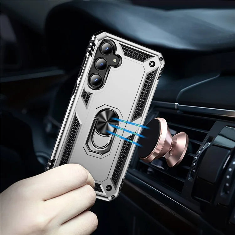 For Samsung Galaxy A55 5G Cell Phone Case Anti-scratch TPU+PC Cover with Ring Kickstand