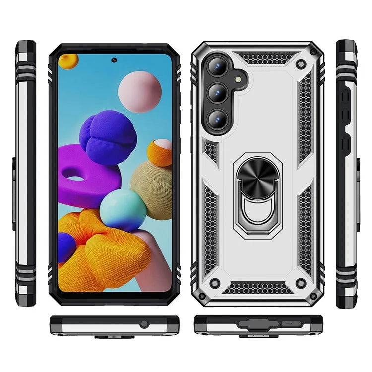 For Samsung Galaxy A55 5G Cell Phone Case Anti-scratch TPU+PC Cover with Ring Kickstand