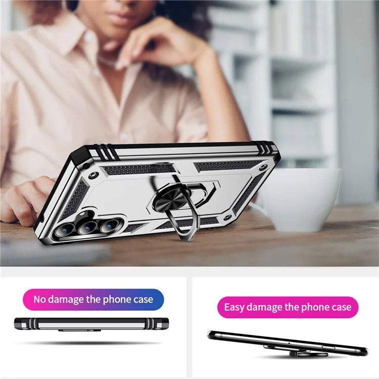 For Samsung Galaxy A55 5G Cell Phone Case Anti-scratch TPU+PC Cover with Ring Kickstand