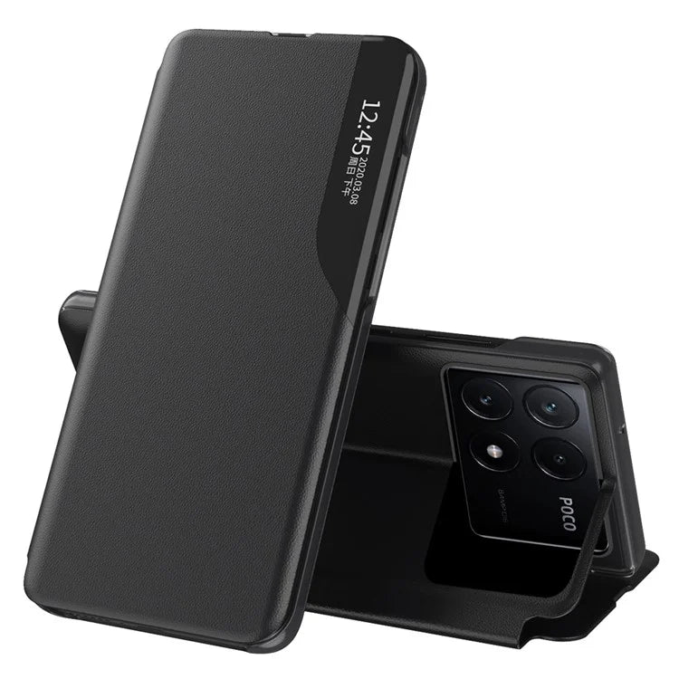 For Xiaomi Poco X6 Pro 5G / Redmi K70E 5G Phone Cover View Window Foldable Stand Case