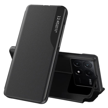 For Xiaomi Poco X6 Pro 5G / Redmi K70E 5G Phone Cover View Window Foldable Stand Case