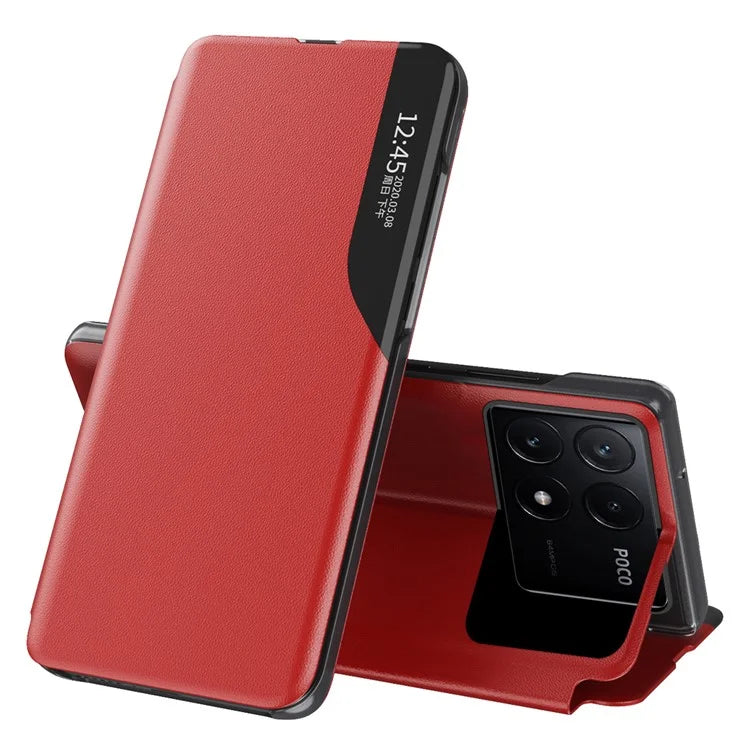 For Xiaomi Poco X6 Pro 5G / Redmi K70E 5G Phone Cover View Window Foldable Stand Case