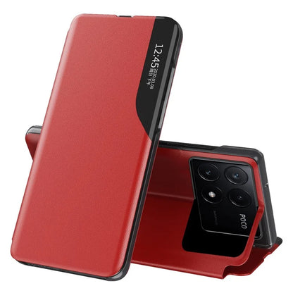 For Xiaomi Poco X6 Pro 5G / Redmi K70E 5G Phone Cover View Window Foldable Stand Case
