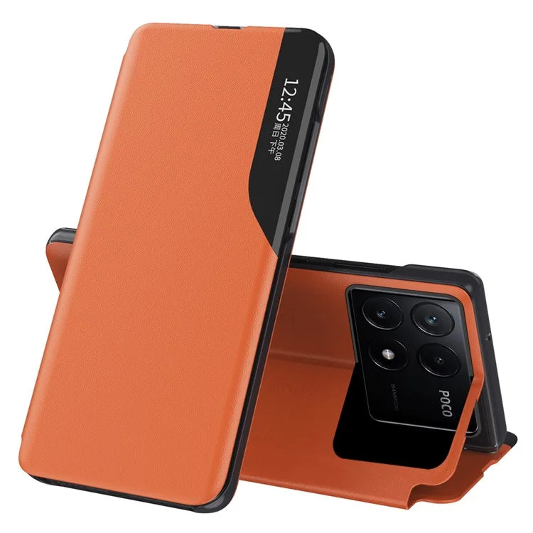 For Xiaomi Poco X6 Pro 5G / Redmi K70E 5G Phone Cover View Window Foldable Stand Case
