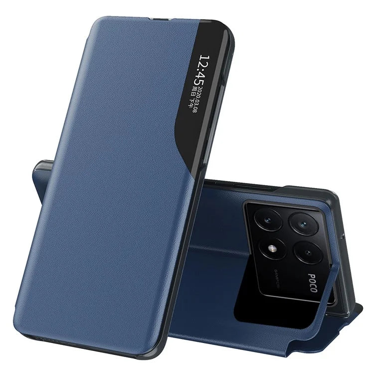 For Xiaomi Poco X6 Pro 5G / Redmi K70E 5G Phone Cover View Window Foldable Stand Case