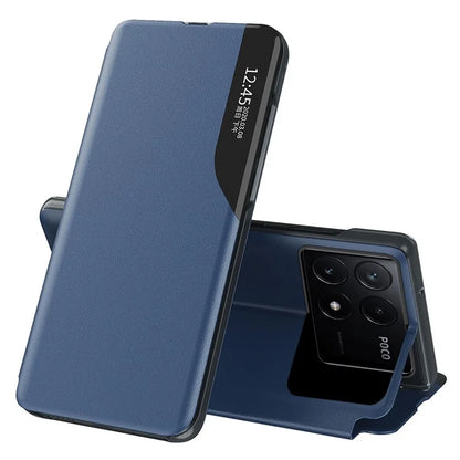 For Xiaomi Poco X6 Pro 5G / Redmi K70E 5G Phone Cover View Window Foldable Stand Case